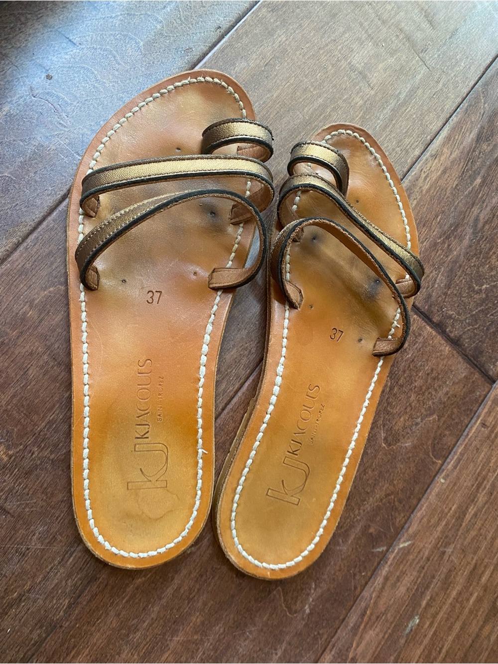 K.Jacques Tan Leather Strappy Sandals